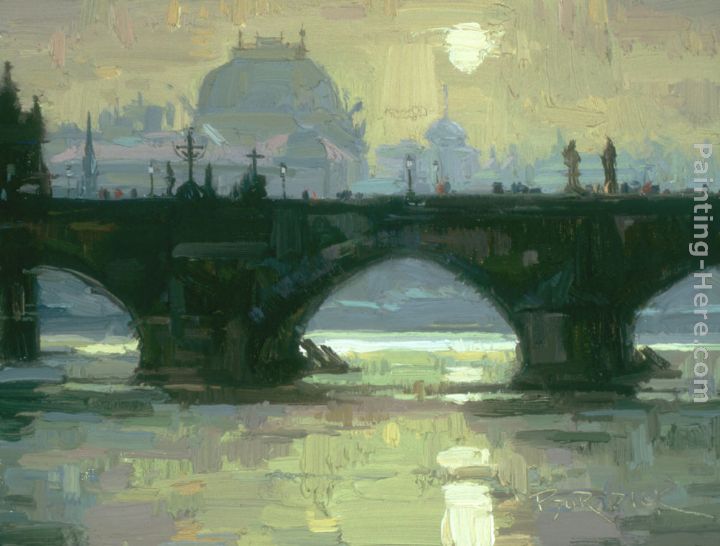 Prague Sunrise painting - Scott Burdick Prague Sunrise art painting